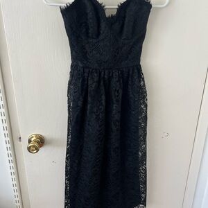 ABS Allen Schwartz Black Strapless Lace Dress size 0